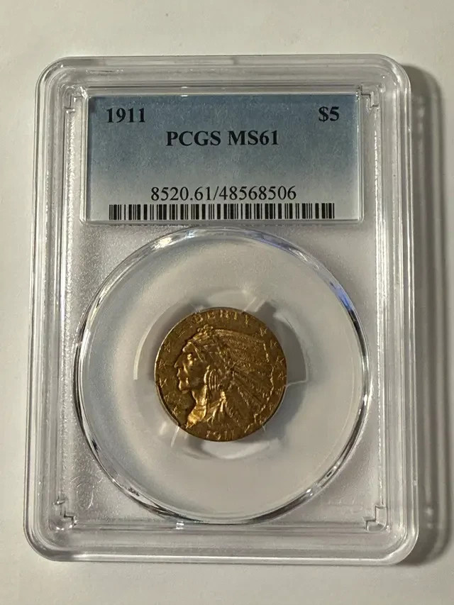 🔥1911 $5 Indian Head Gold Half Eagle PCGS MS61 – Philadelphia – Pre-1933 Gold💰