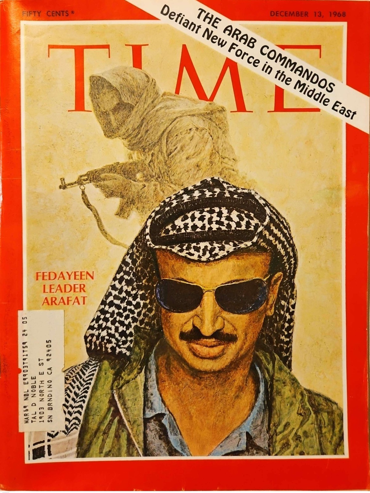 TIME Magazine Dec 13 1968 Yasser Arafat Fedayeen Arab Commandos Cover Vintage