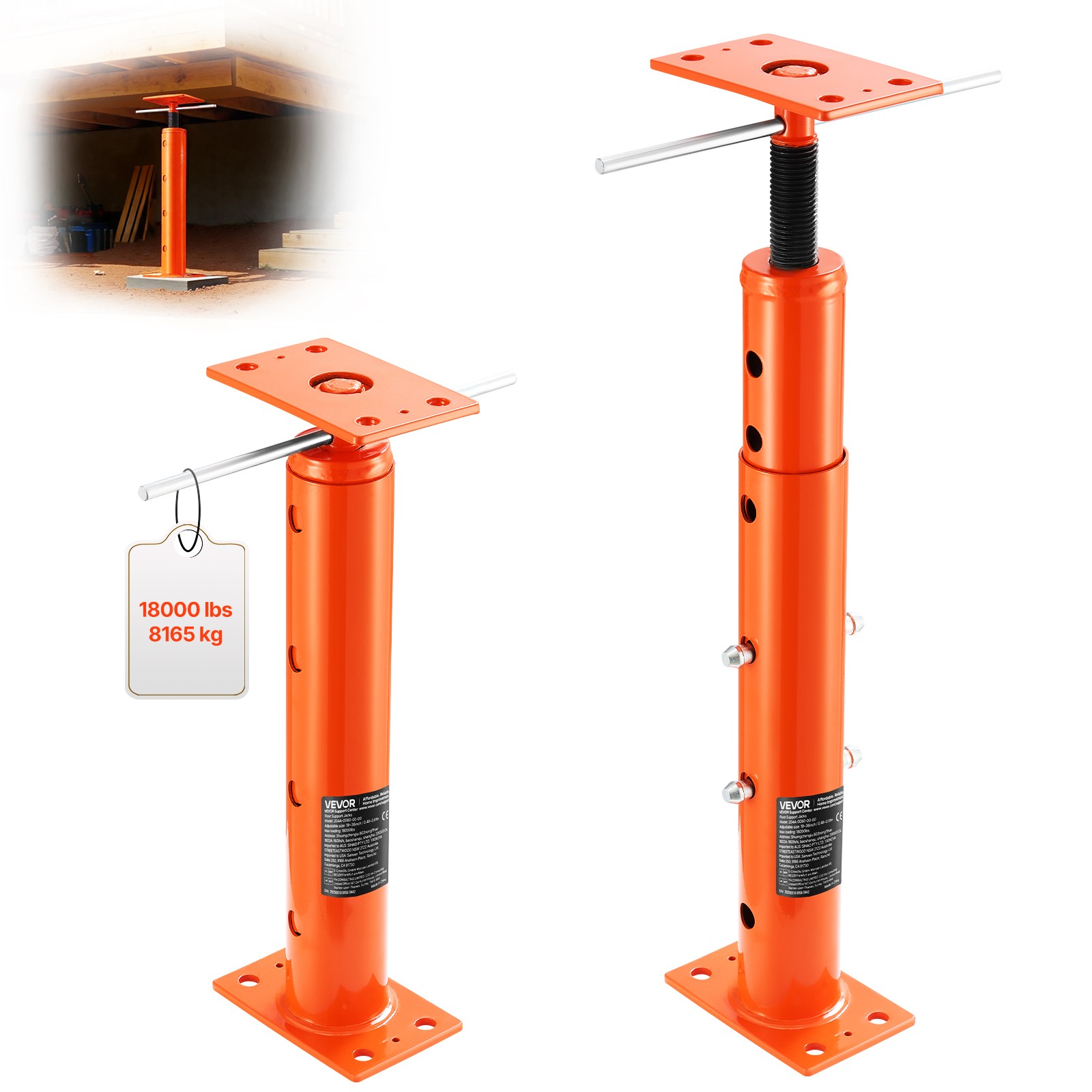 VEVOR Adjustable Floor Jack Post House Floor Leveling Lift 19\