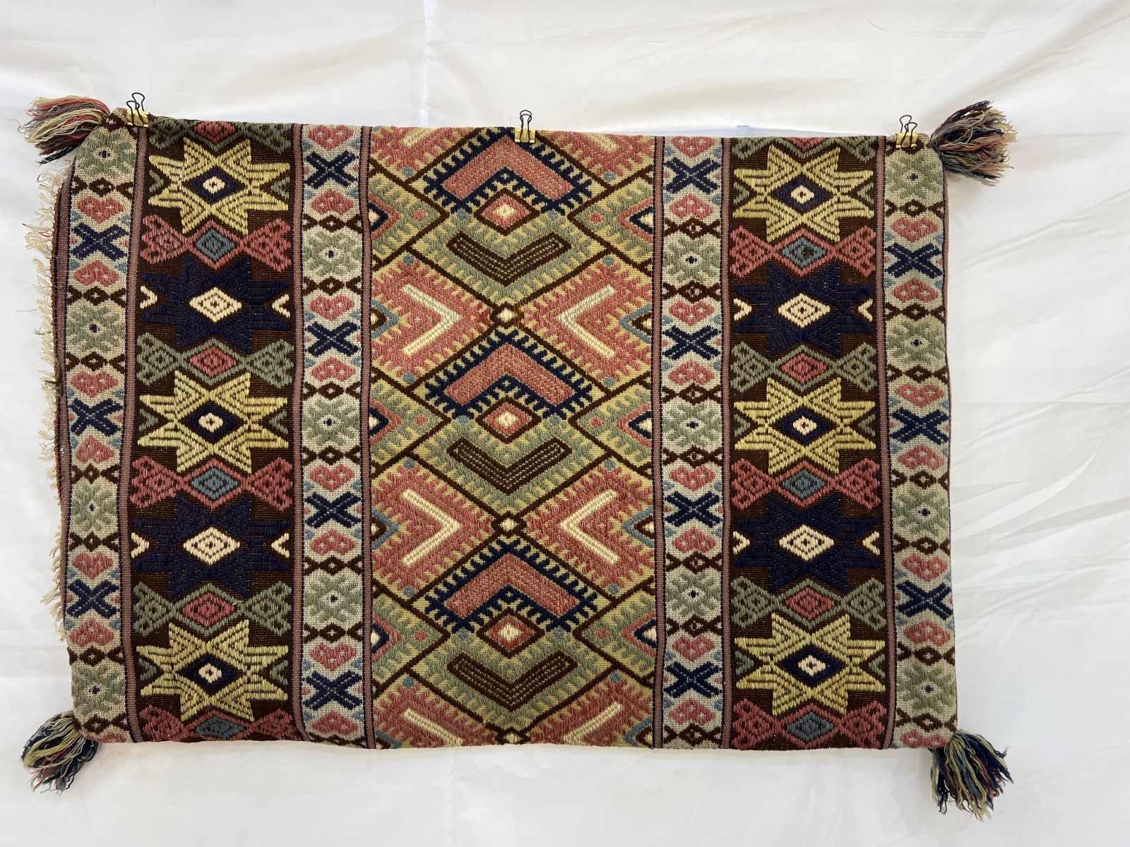 Vintage Swedish Handwoven Wool Pillow Cover Scandinavian Rölakan Folk Art Cushio