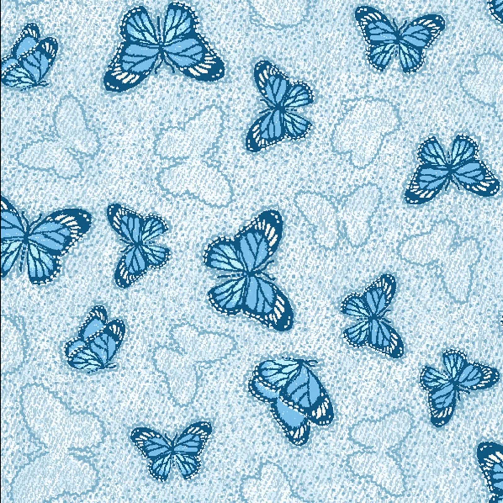 Tonal Butterflies on Tonal Light Blue Denim-Oasis Fabric-BTY