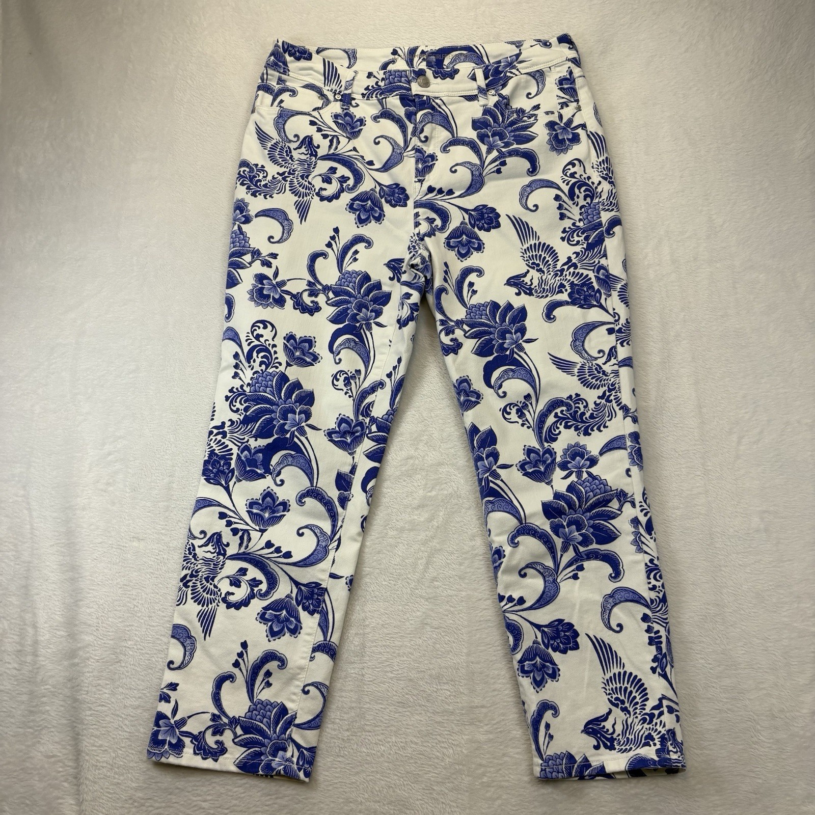 Chico\'s Jeans Wonen’s 12 (2) Damask Floral The So Slimming Girlfriend Crop