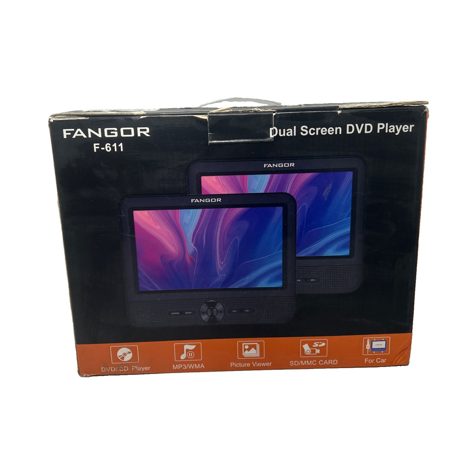 FANGOR F611 Dual Screen Portable DVD Player for Car SD Card USB AV Output