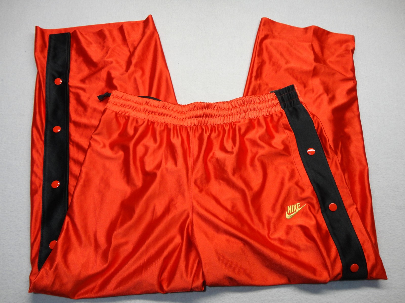 Nike Track Pants Womens XL Red Satin Side Snap Button Tearaway Loose Fit