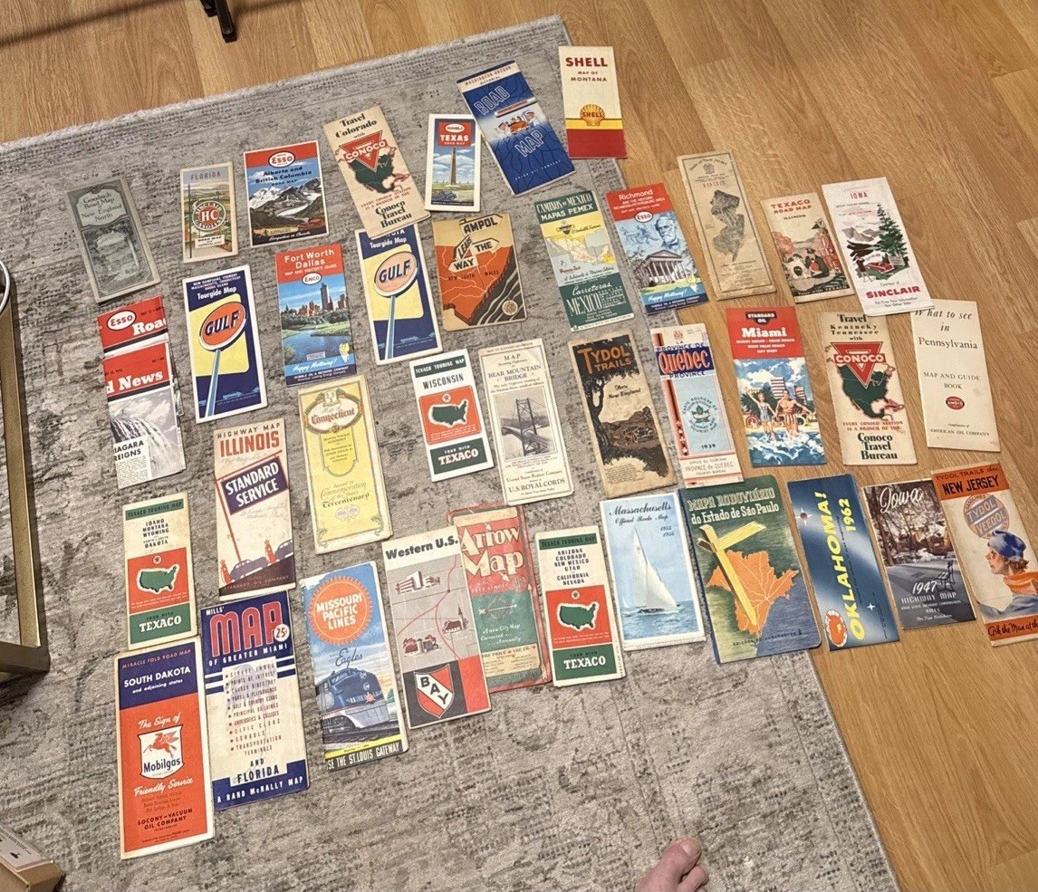 Vintage Antique Road Map Lot of 37 1920s to 1950s