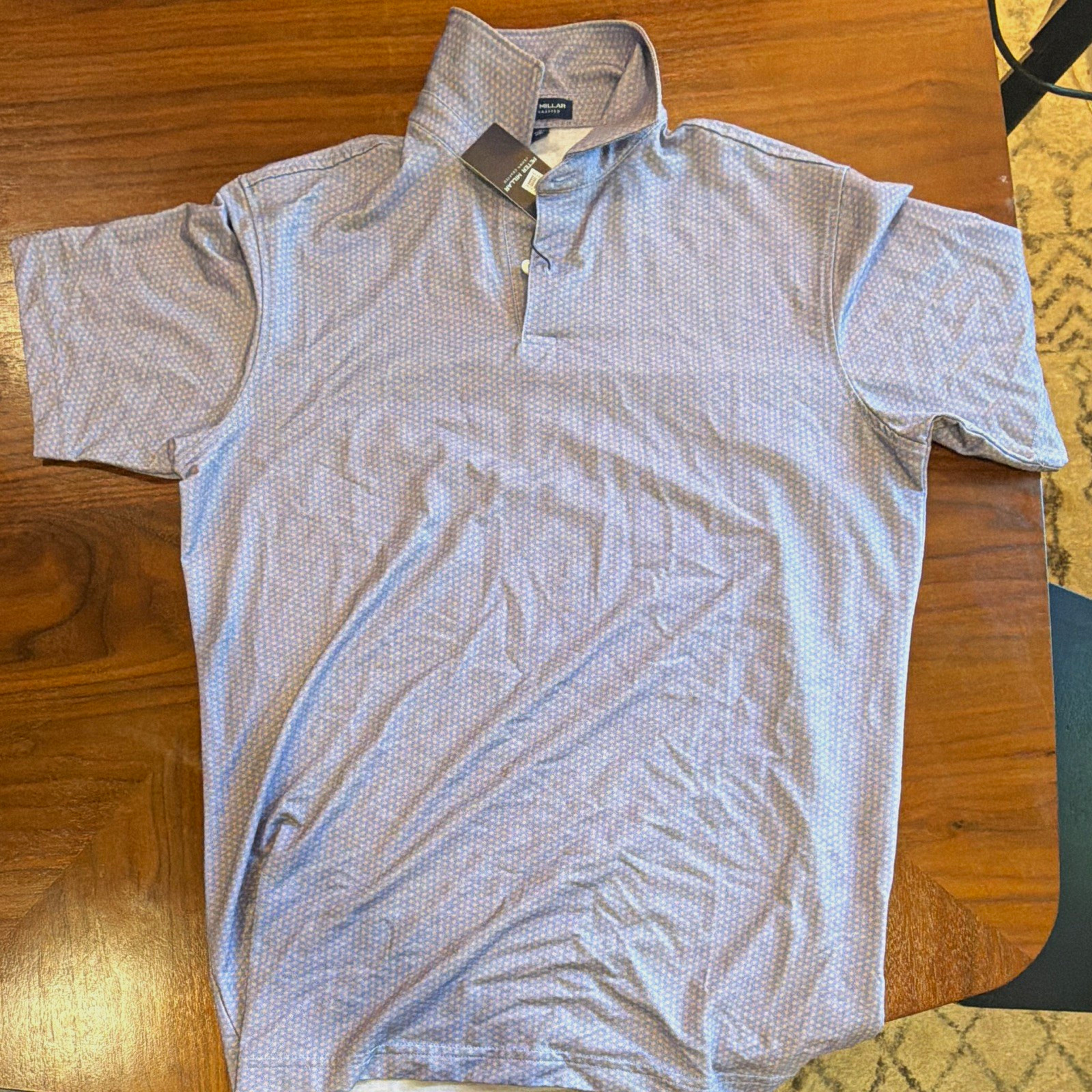Peter Millar Men’s Blue Geometric Logo Polo Shirt Short Sleeve Collared M Peter Millar Men’s Blue Geometric Logo Polo Shirt Short Sleeve Collared M