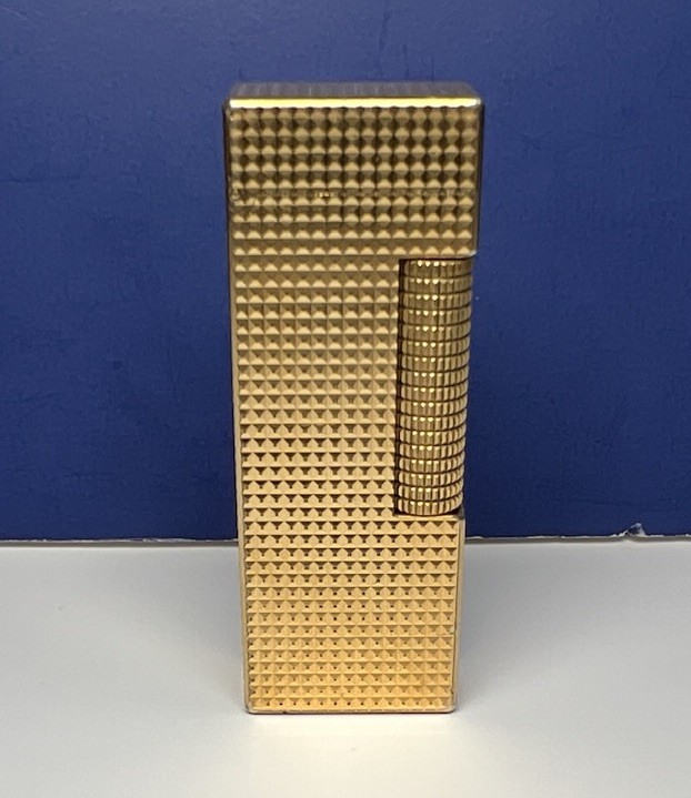 Vintage Dunhill Rollagas Gold Plated Lighter Hobnail PAT 24163 Switzerland Vintage Dunhill Rollagas Gold Plated Lighter Hobnail PAT 24163 Switzerland