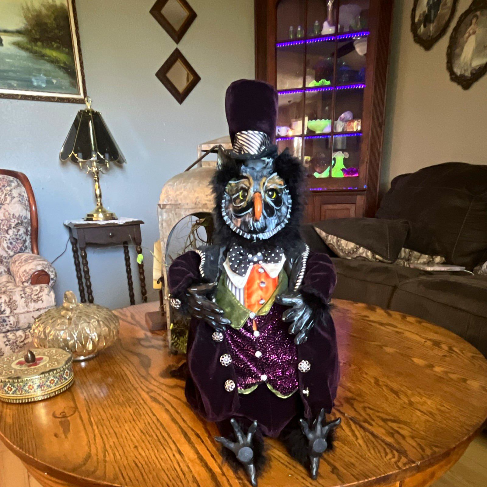 Katherine’s Collection Halloween owl,velvet top hat and tuxedo intricate details Katherine’s Collection Halloween owl,velvet top hat and tuxedo intricate details