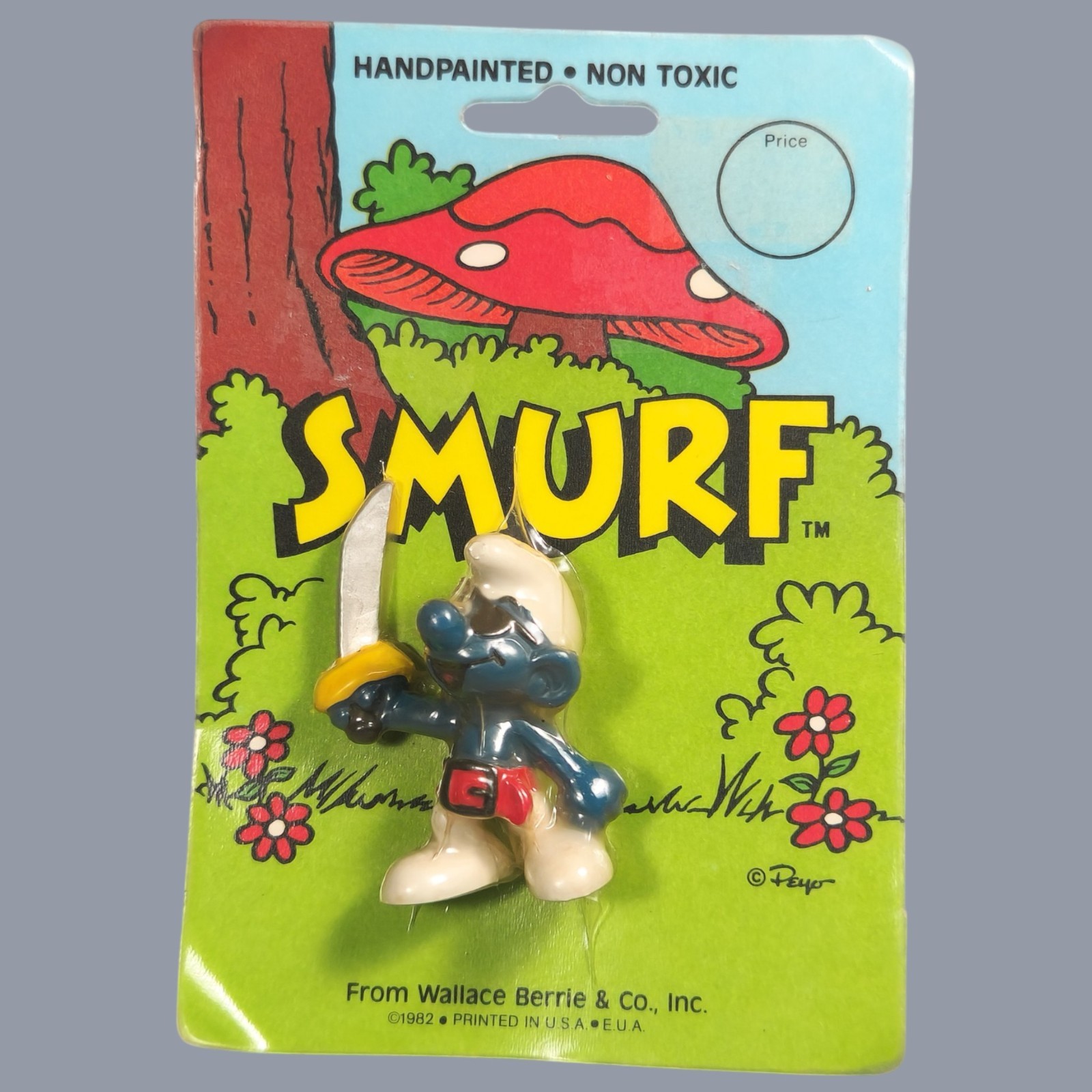 Unopened © 1982 The Smurfs Pirate Smurf PVC Figure by Schleich Package Defects