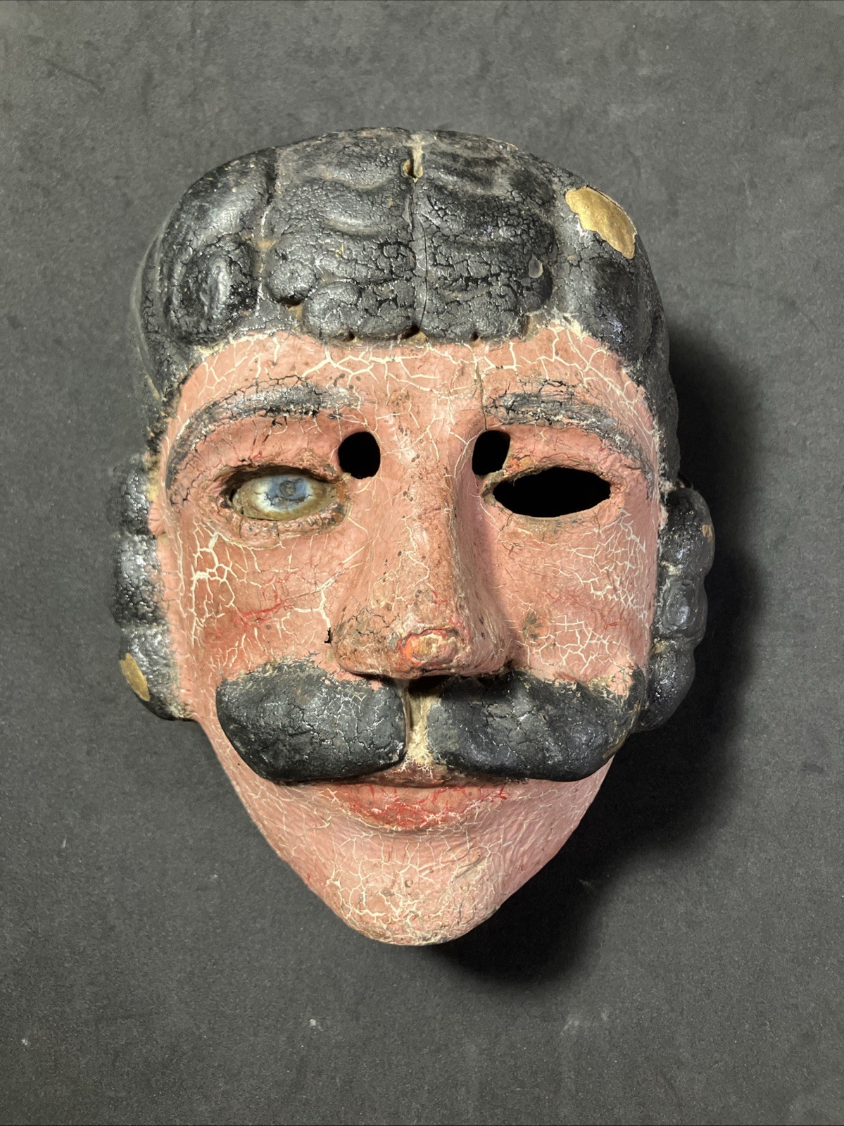 Antique, Circa Late 1800’s Ethnographic, Wooden Mask Guatemala (Conquistador)