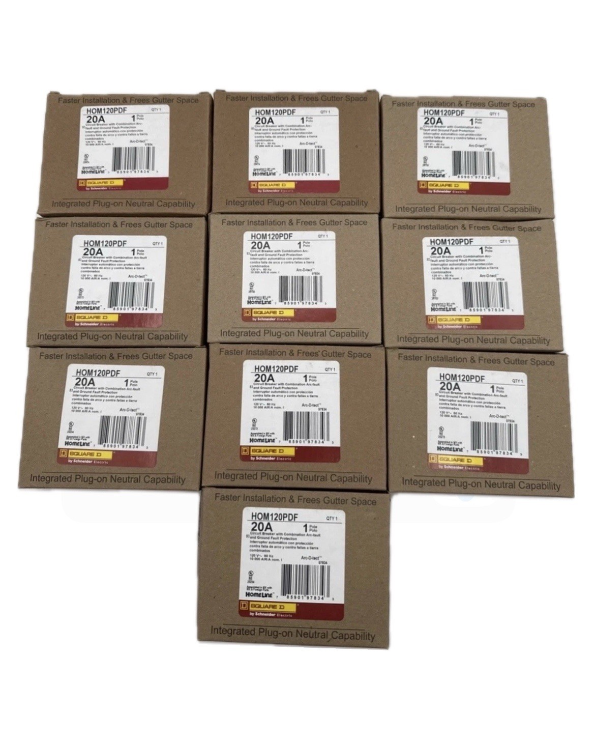 10 PCS Square D HOM120PDF HOM120PDFC 20A GFCI/AFCI Combo PlugOn Neutral new