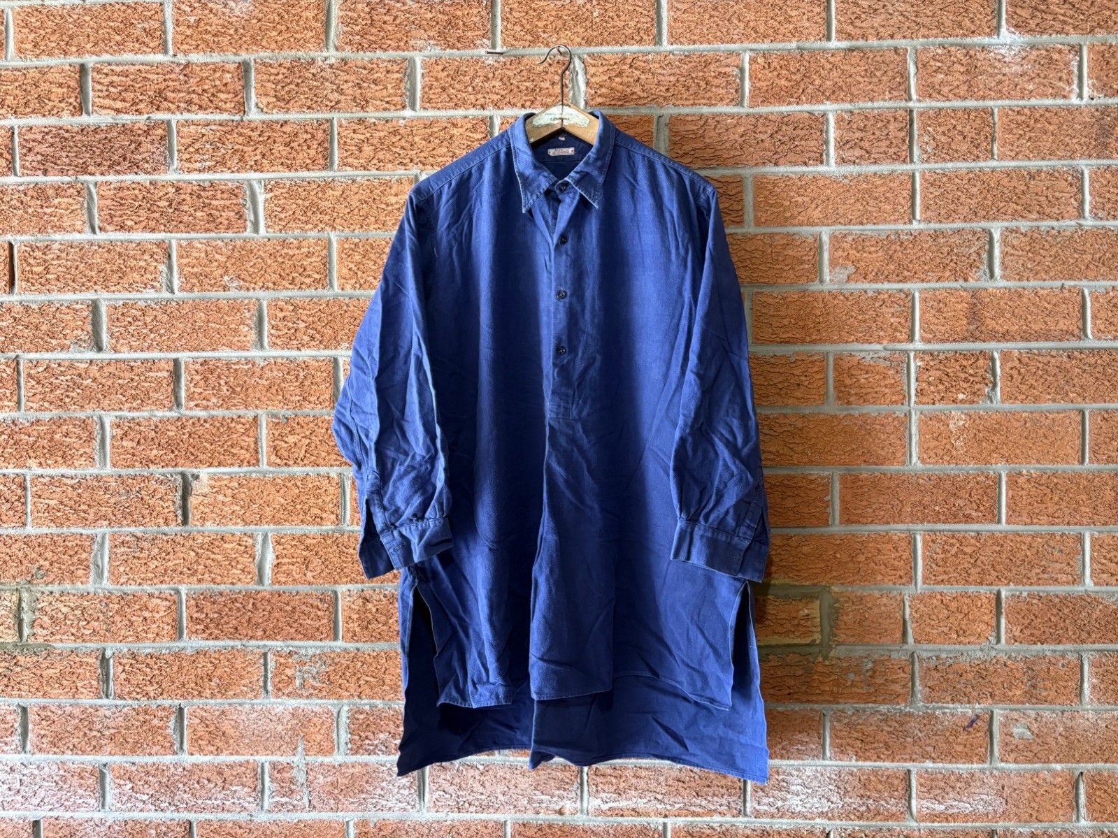 Vintage 40s 50s French Indigo Cotton Pullover Work Shirt Peasant Farmer Antique Vintage 40s 50s French Indigo Cotton Pullover Work Shirt Peasant Farmer Antique