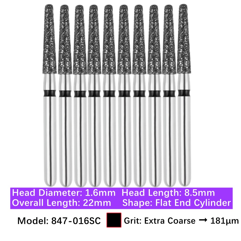 Vakker 10pc Dental Flat End Taper FG Diamond Bur 847-016SC Super Coarse Grit