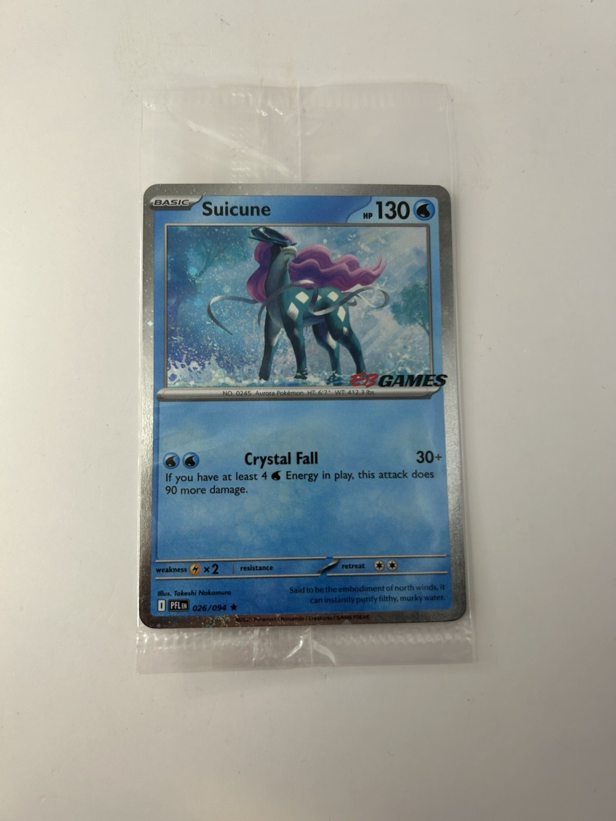 Pokemon Suicune 026/094 EB Games Exclusive Stamped Promo Card Phantasmal Flames Pokemon Suicune 026/094 EB Games Exclusive Stamped Promo Card Phantasmal Flames