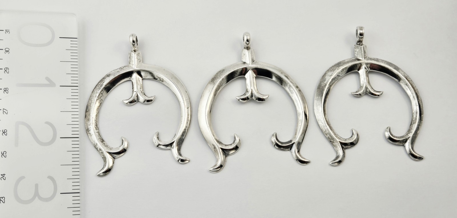 Vintage Native American Sterling Silver Sand Cast Naja Pendants Lot of (3) 48.7g