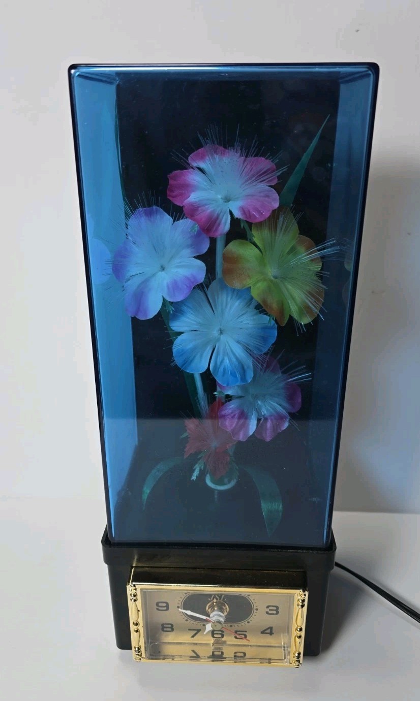 Vintage JSL Fiber Optic Flower Lamp W Clock - Light And Clock Works 1980\'s 90\'s