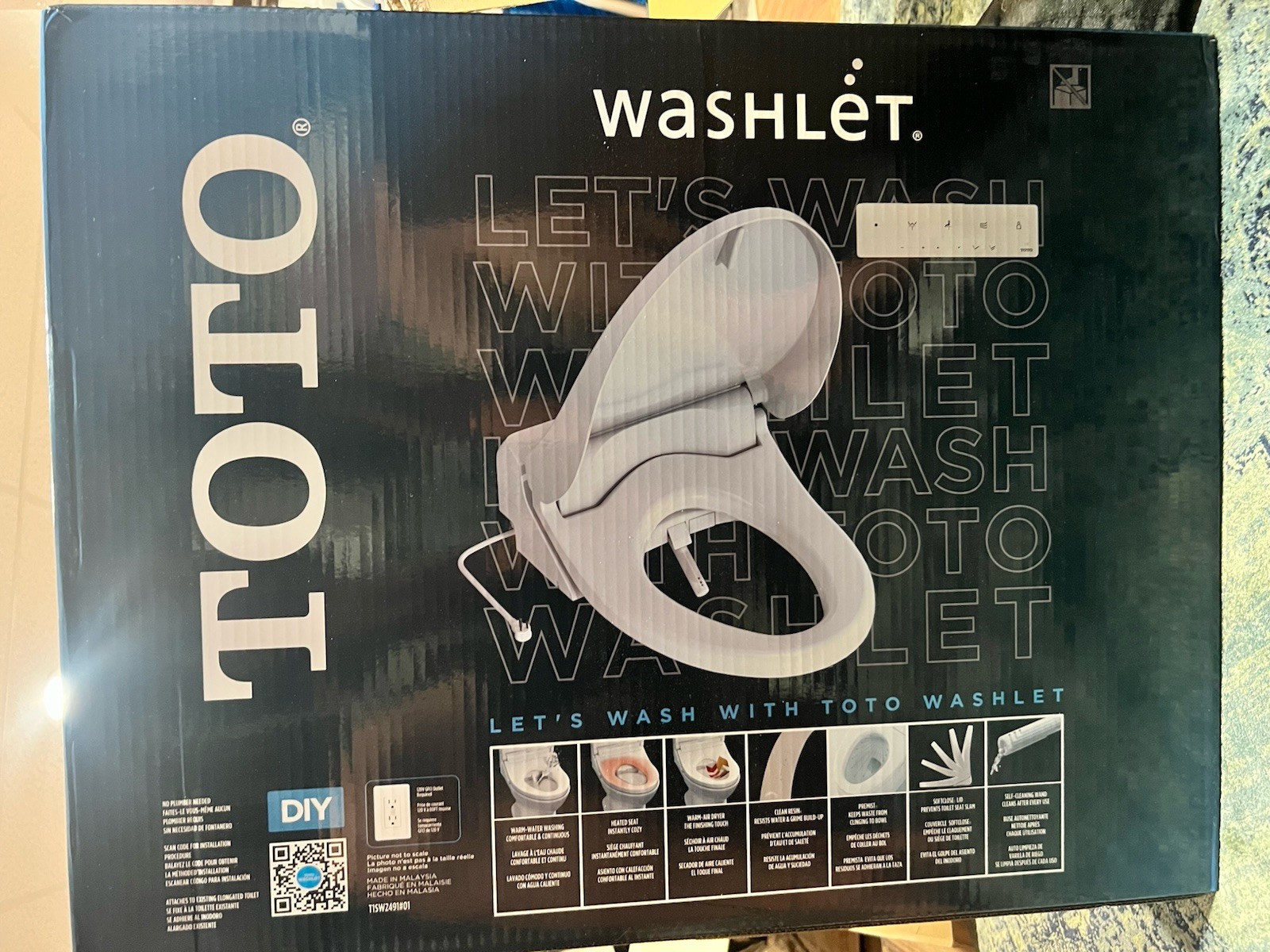 TOTO T1SW2491#01 Washlet Elongated Bidet Toilet Seat with Remote