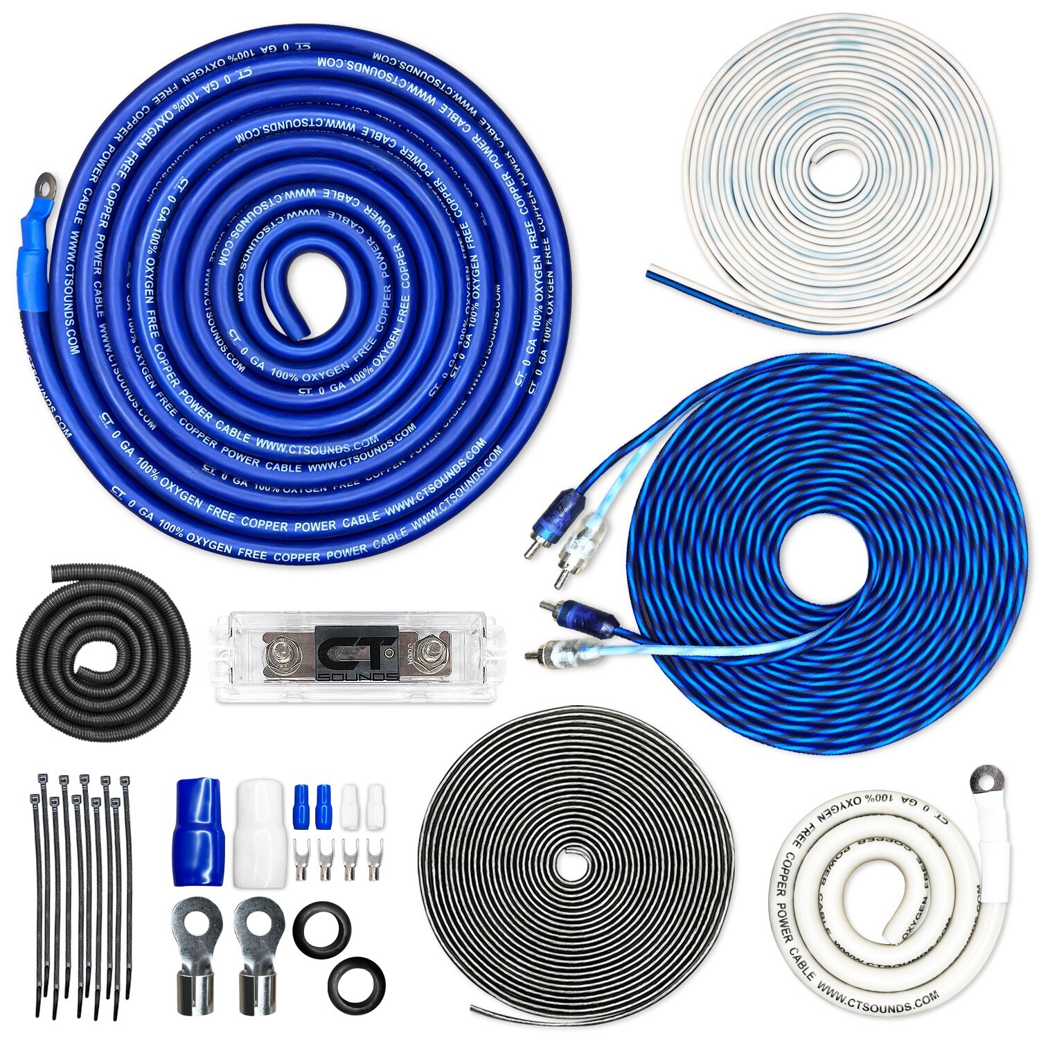 CT Sounds 1/0 Gauge 3500 Watt OFC Amp Wiring Kit (AMPKIT-0GA-ELITE)