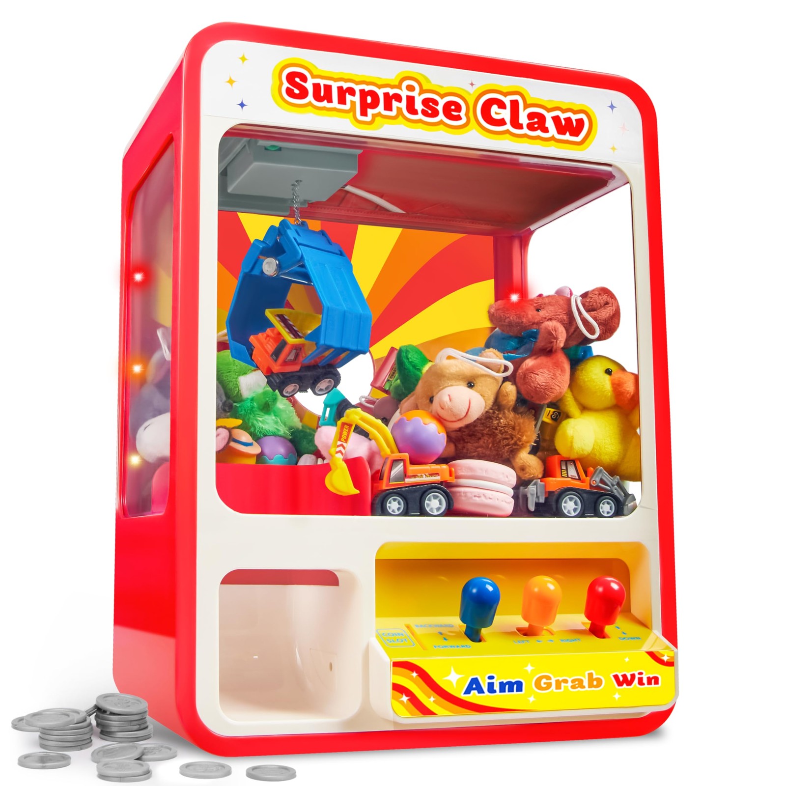 JOYIN Claw Machine Arcade Toy with LED Light & Adjustable Sound, Small