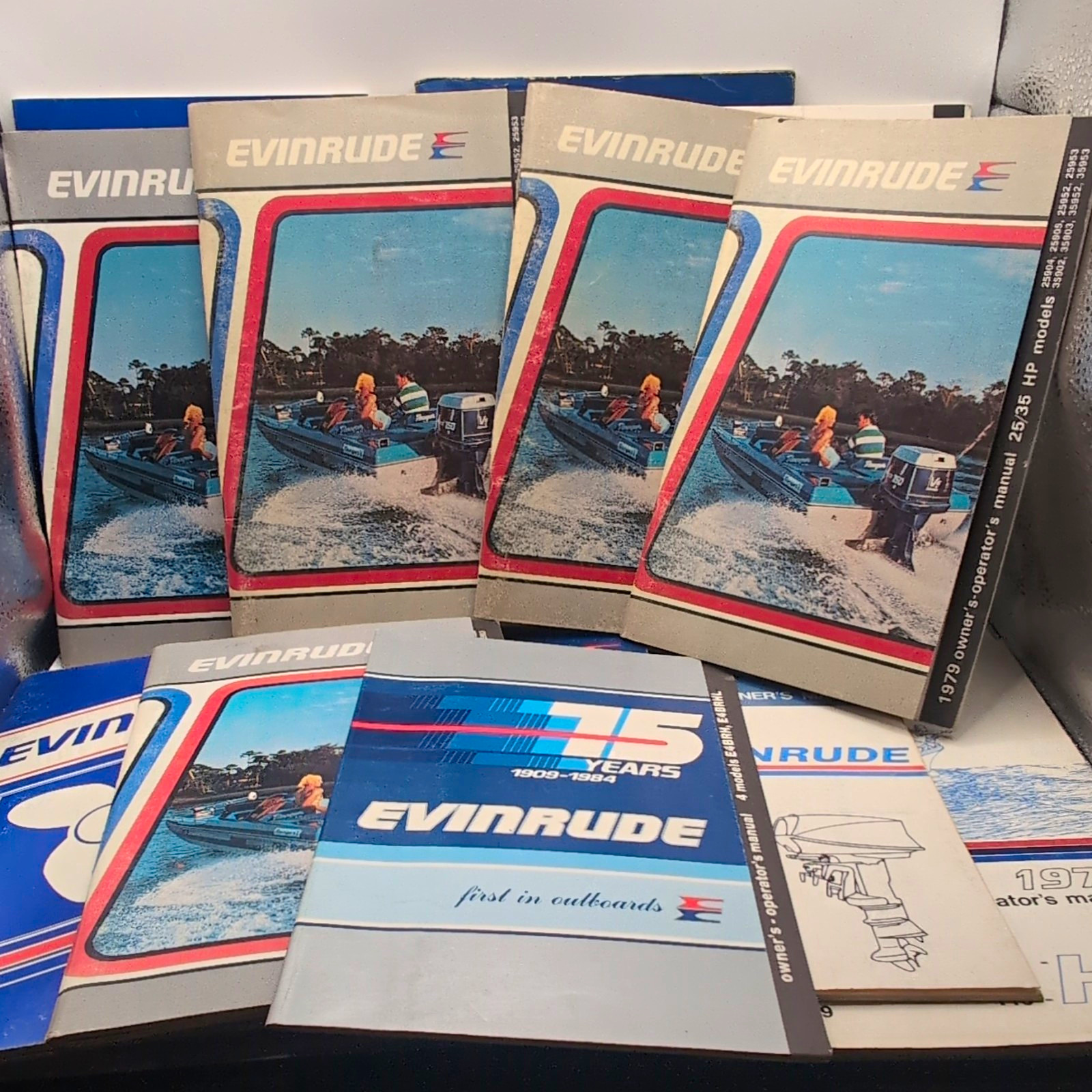 Evinrude Boat Motor Owners Manuals. Lot of 21. 1960s 1970s 1970s Evinrude Boat Motor Owners Manuals. Lot of 21. 1960s 1970s 1970s