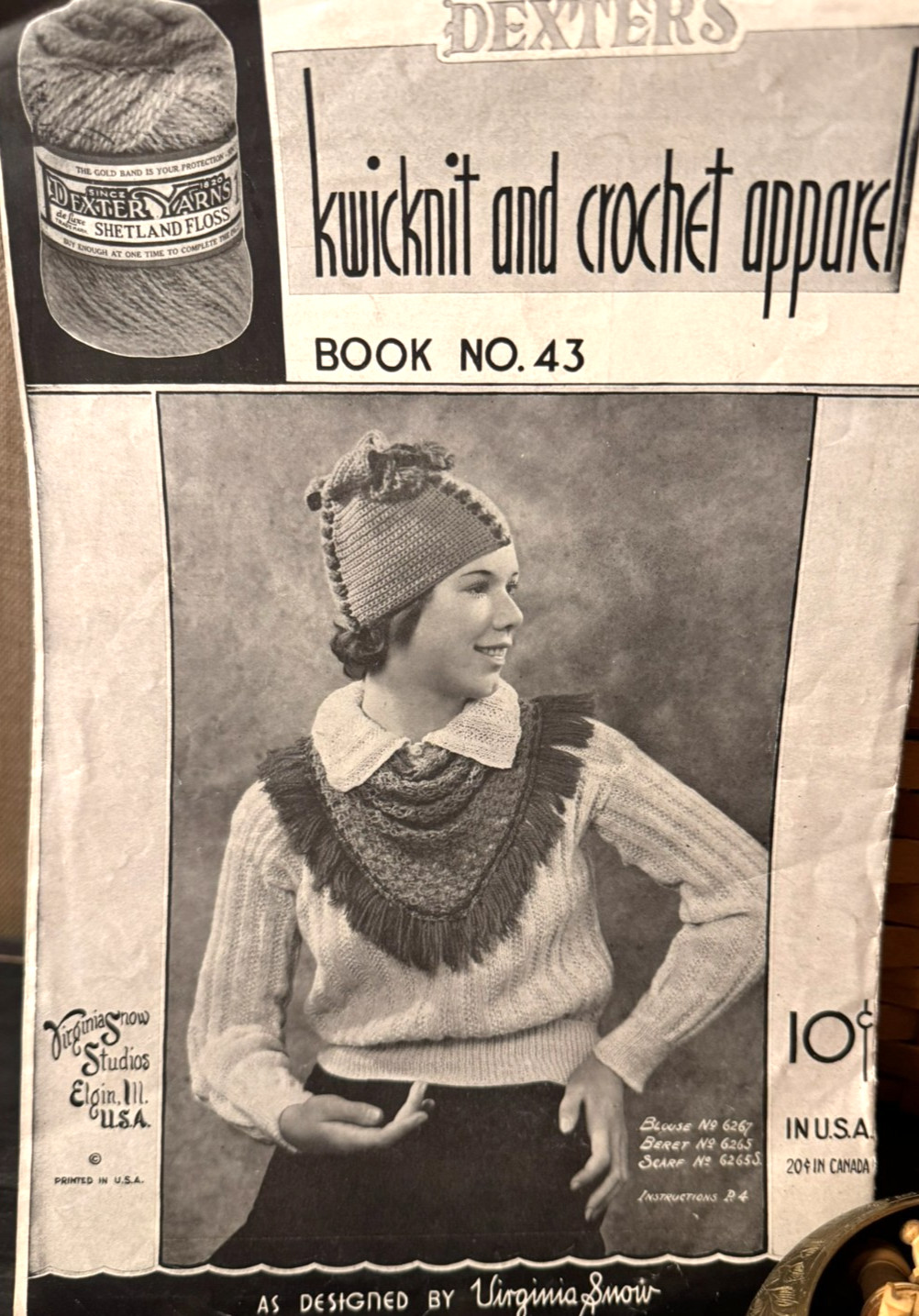 Vintage 1930s Dexter\'s Kwikknit Crochet Apparel Book 43 Virginia Snow
