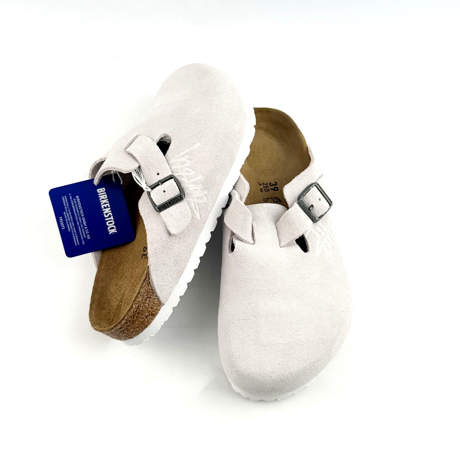 Birkenstock Boston X Stussy Suede Clog Bone Women's and Men's Shoes New EU 37-45