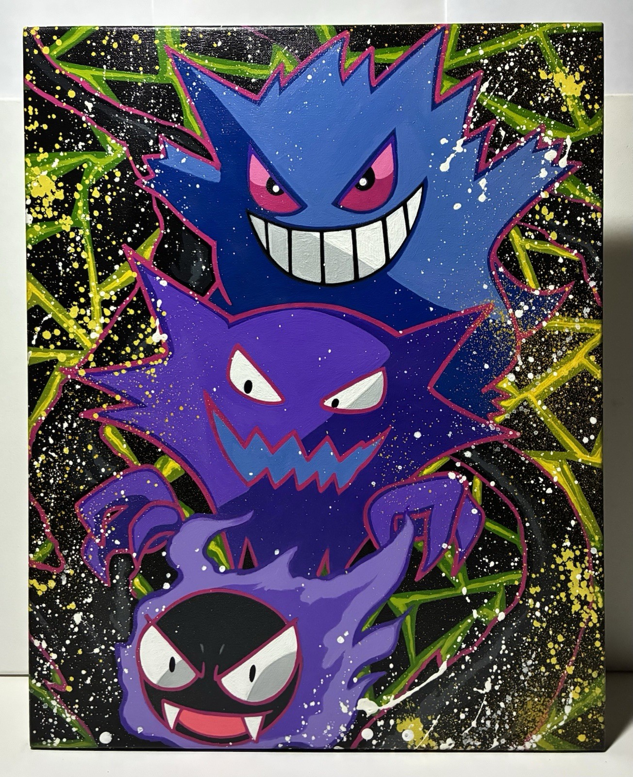 Gengar Pokemon Canvas Acrylic Painting 20x16 Pop Art Anime Gastly Haunter 1 of 1