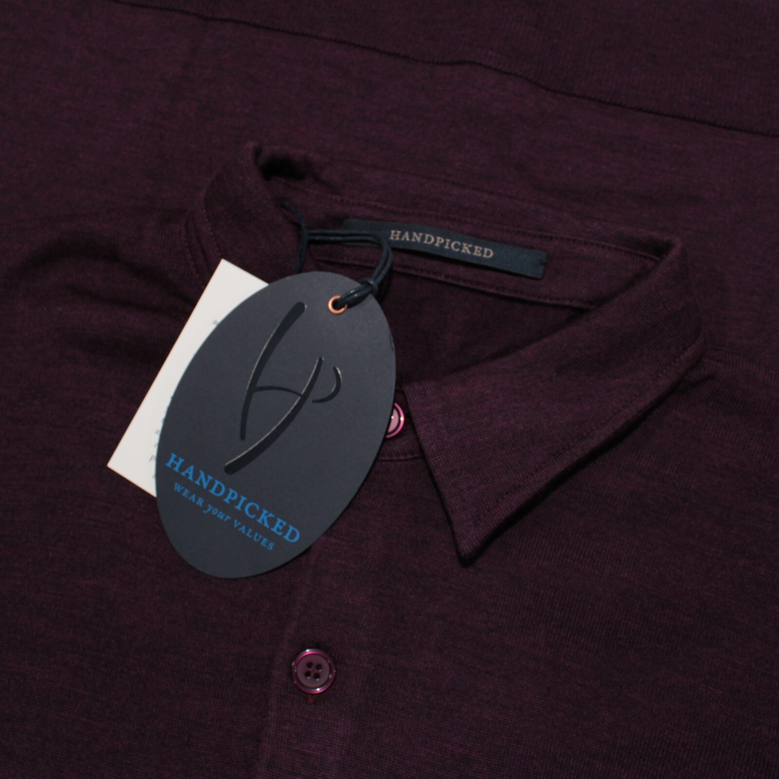 Handpicked NWT Bassano Casual Knit Button Down Shirt Size L in Purple 100% Wool
