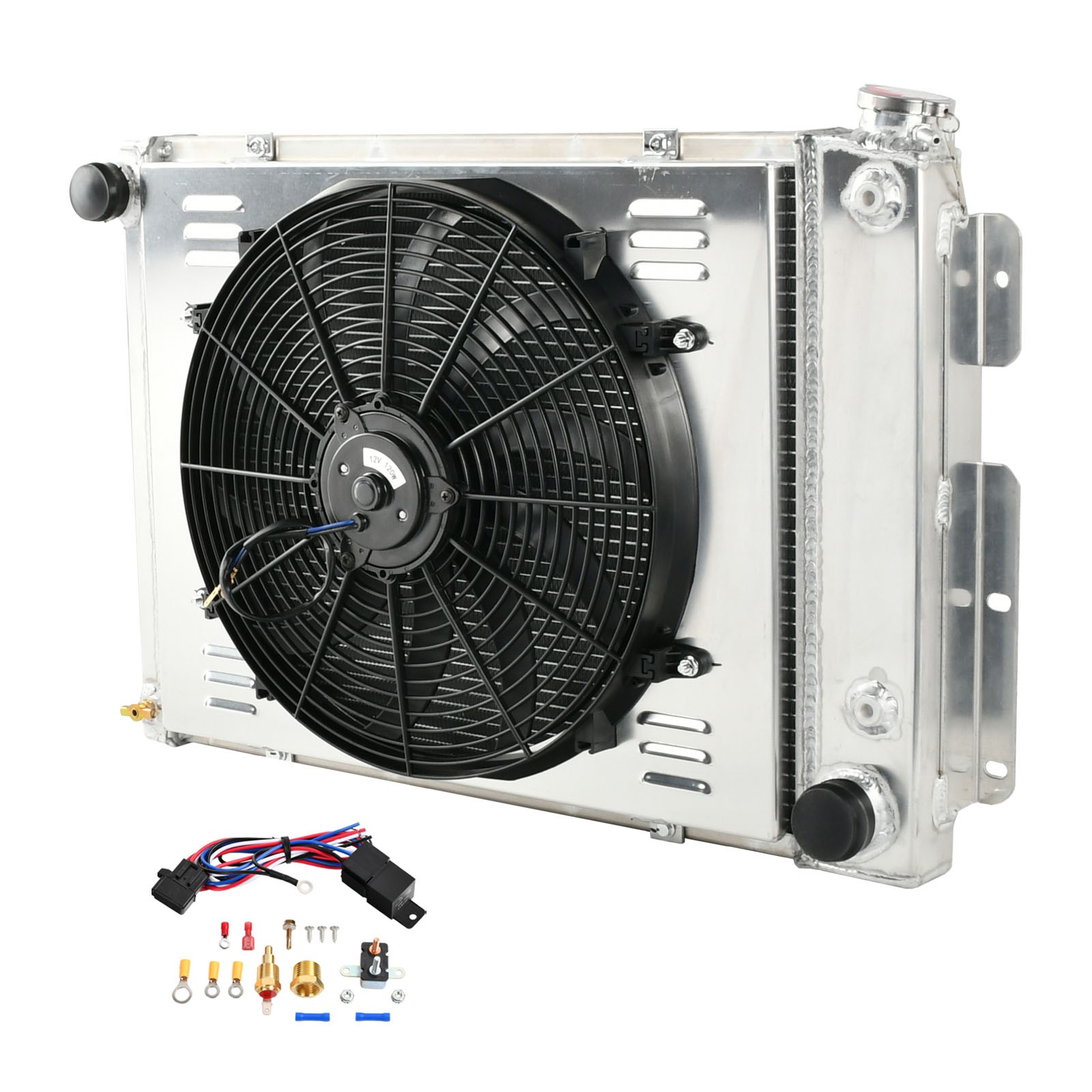 For 1967-1969 Chevy Camaro Pontiac Firebird 3 Row Radiator+Shroud Fan+Relay Kit