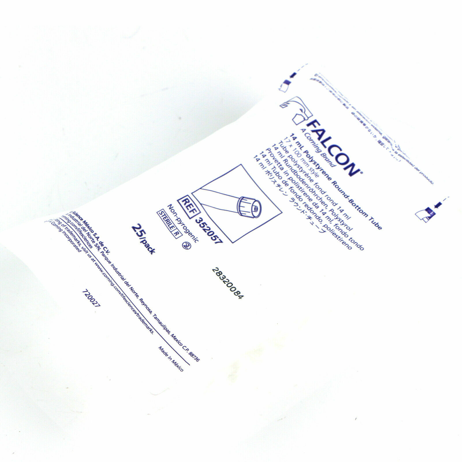 25PCS/BAG NEW FOR Corning Falcon 352057 14ml 17x100mm Round Bottom Tube