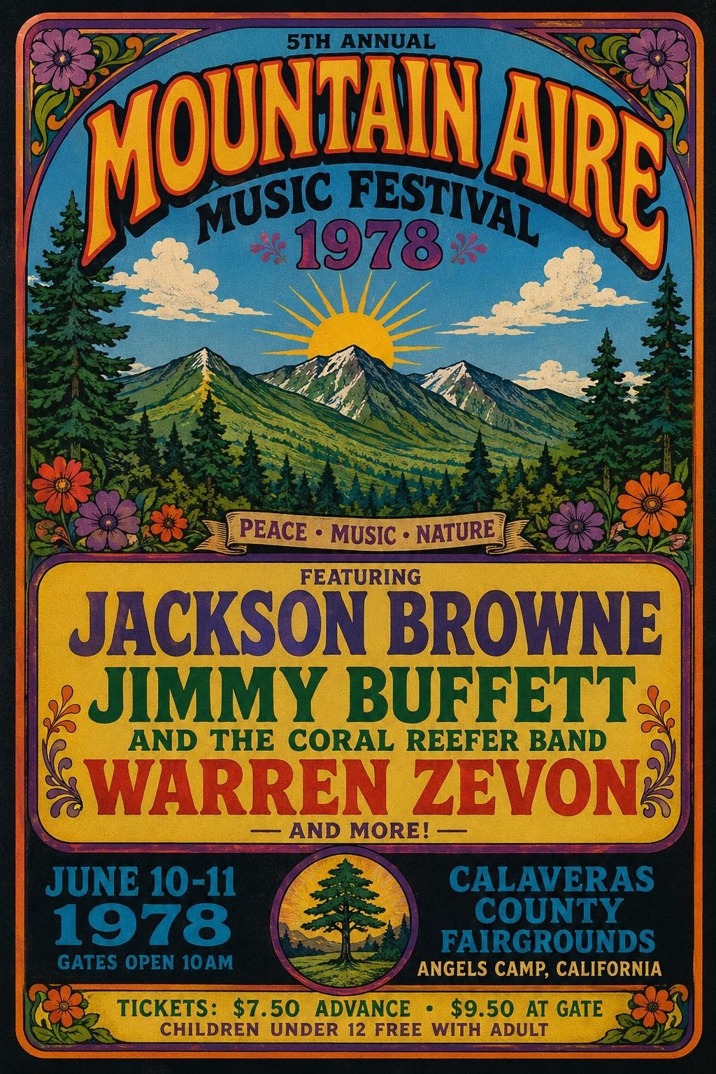 1978 MOUNTAIN AIRE CONCERT FESTIVAL POSTER WALL ART PRINT MOUNTAIN AIRE CONCERT