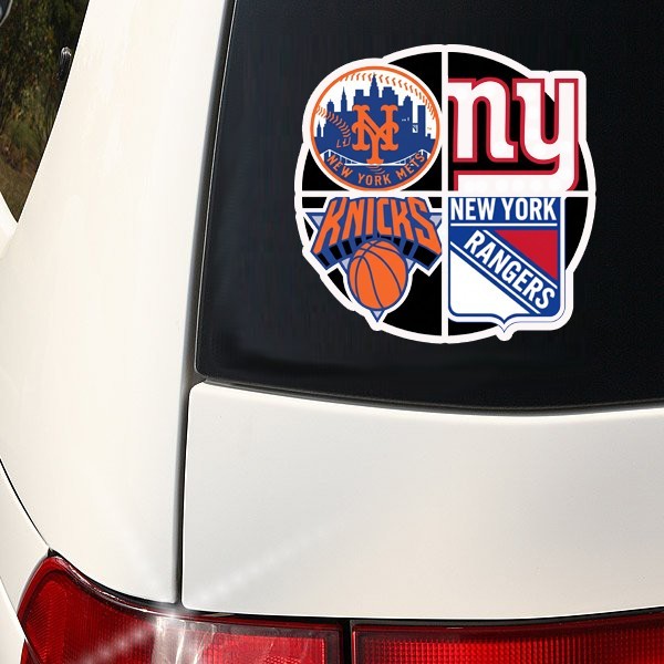 New York Sports Teams Mashup Decal –Mets, Giants, Knicks, Rangers Car Wall Art