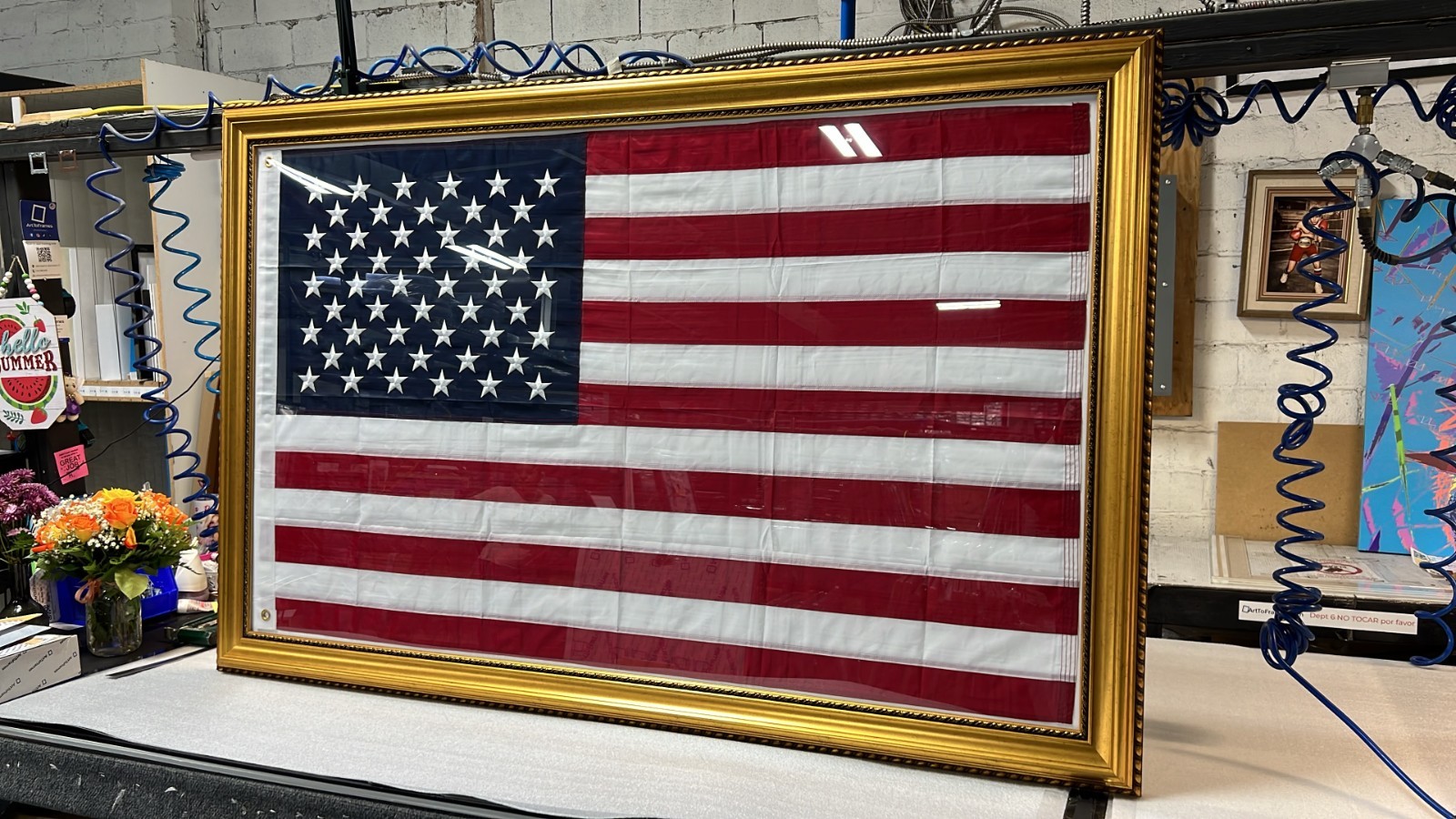 NEW-Framed American Flag - EXTRA LARGE 3x5 Feet- Beautiful Frame, High Quality.