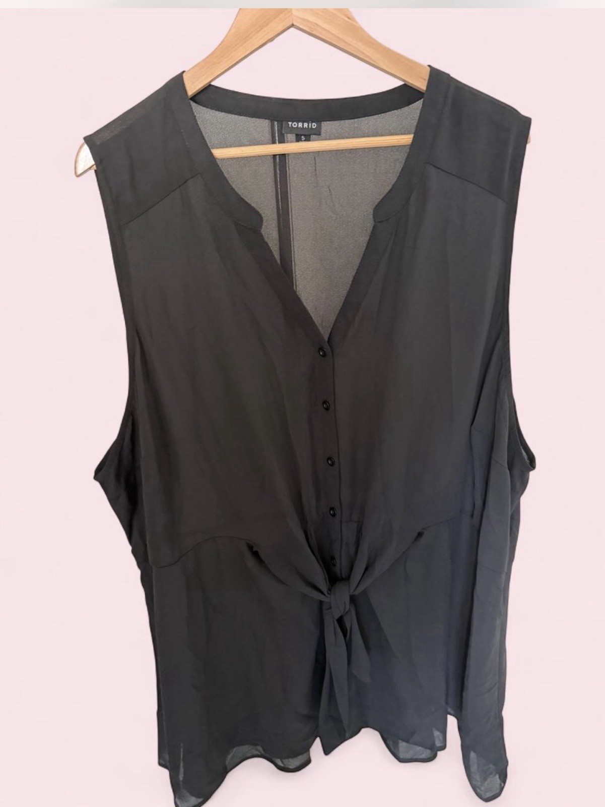torrid Black Sleeveless Tie-Front Camisole 5XL torrid Black Sleeveless Tie-Front Camisole 5XL