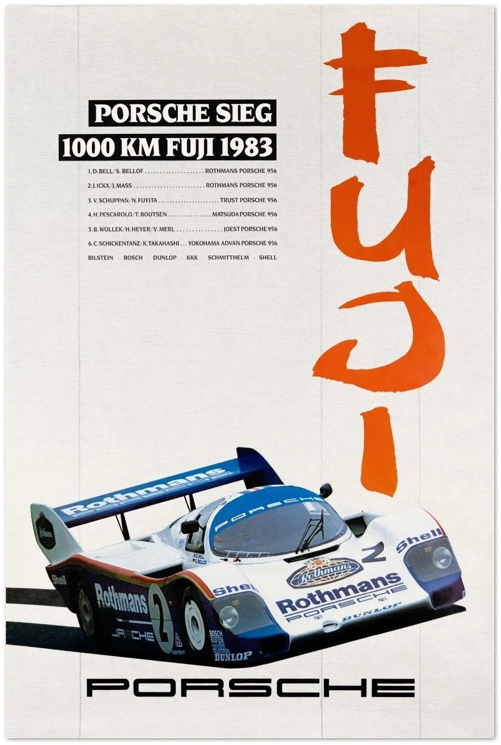 Vintage 1983 Japanese Endurance Racing Car Wall Art Poster