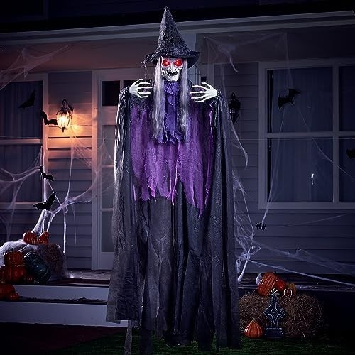 72” Hanging Witch Decor Halloween Decorations Outdoor, Flying Life Sized Sound