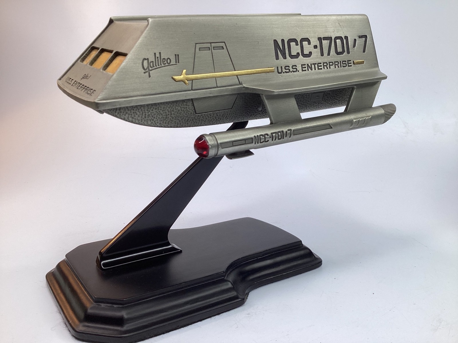 Star Trek Pewter Galileo II Shuttle Franklin Mint 1994 7LX4.5WX2H 