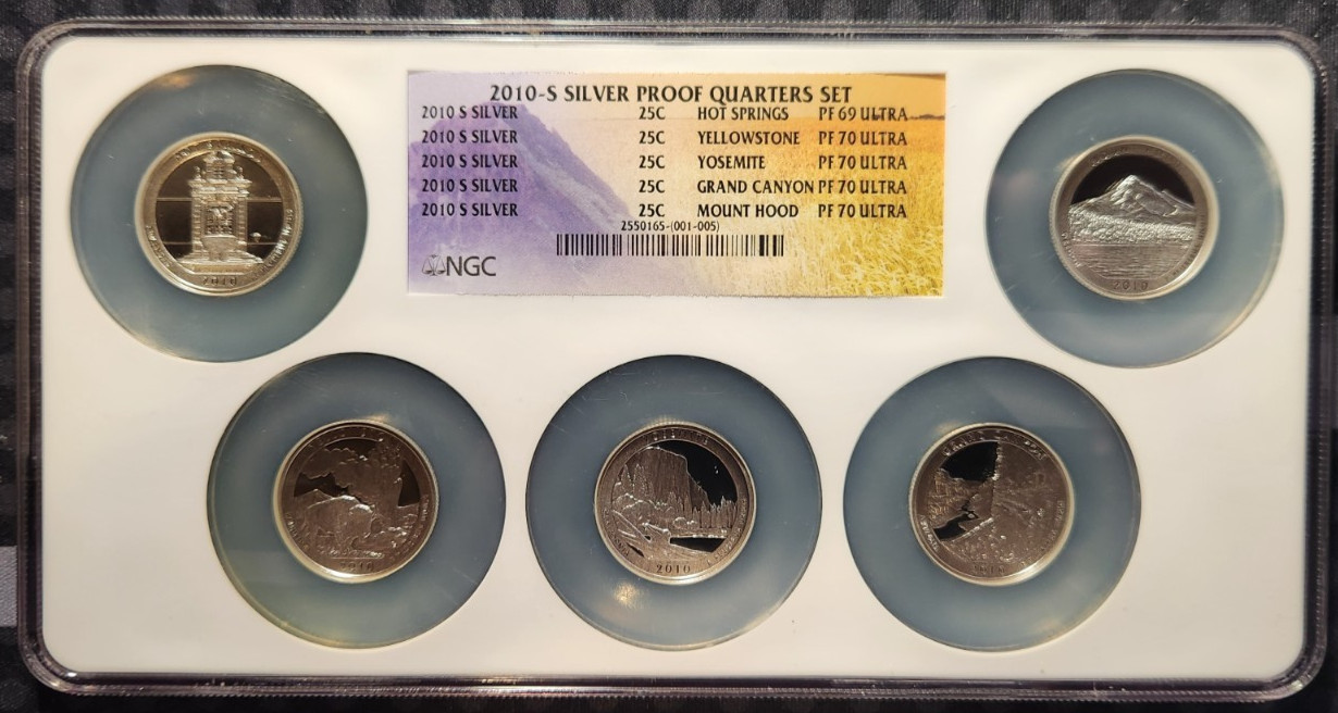 2010-S SILVER Proof ATB 5-coin Quarter Set - NGC PF70 MULTI-Coin Holder
