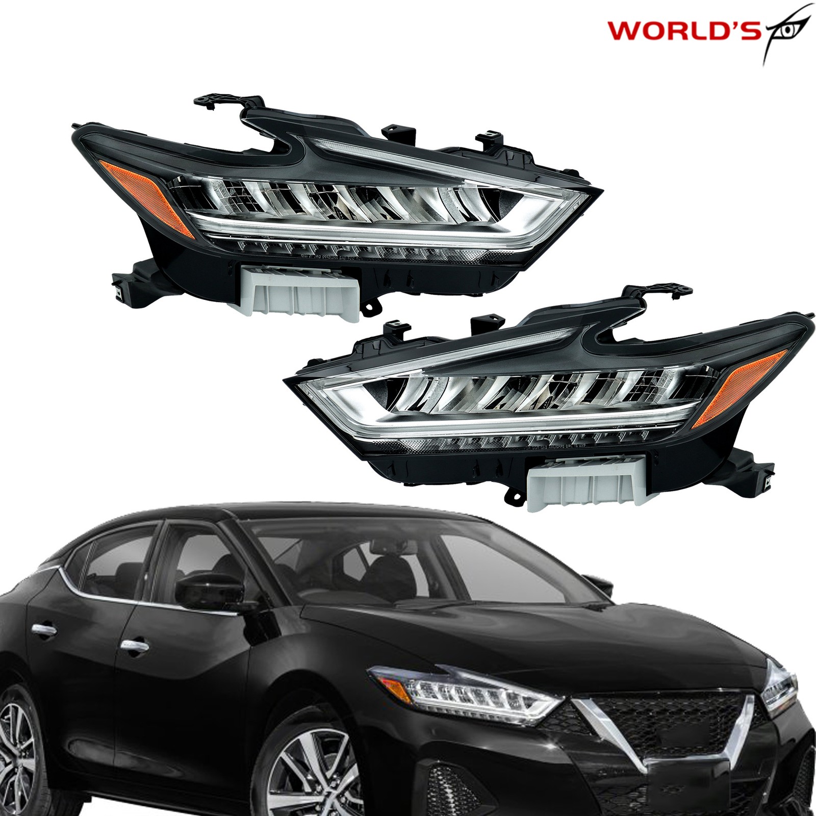 For Nissan Maxima 2019-2021 LED Headlights Assy Pair Chrome Housing OE Headlamp