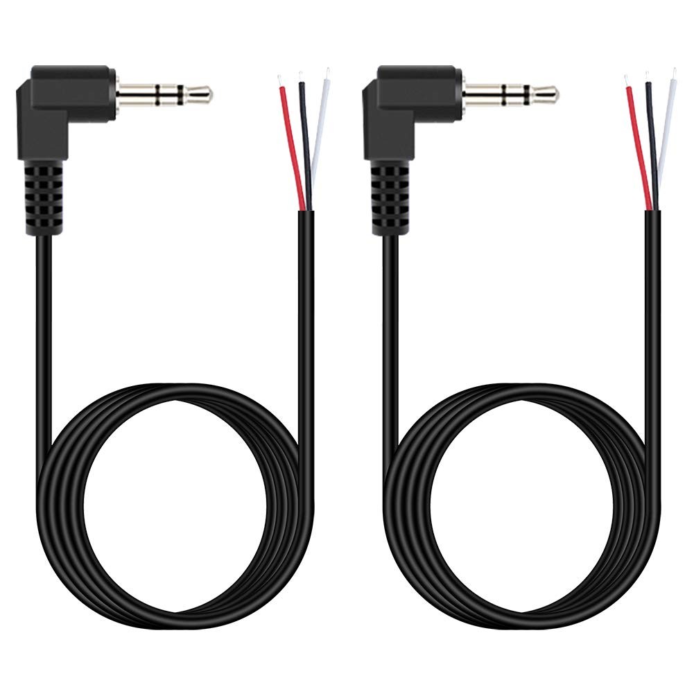 2 Pack 6 ft 3.5mm 90 Degree Right Angle Male Plug to Bare Wire Open End TRS 3 2 Pack 6 ft 3.5mm 90 Degree Right Angle Male Plug to Bare Wire Open End TRS 3