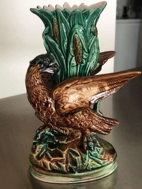 Rare Majolica Eagle Bird Posy Vase Circa 1870 Rare Majolica Eagle Bird Posy Vase Circa 1870