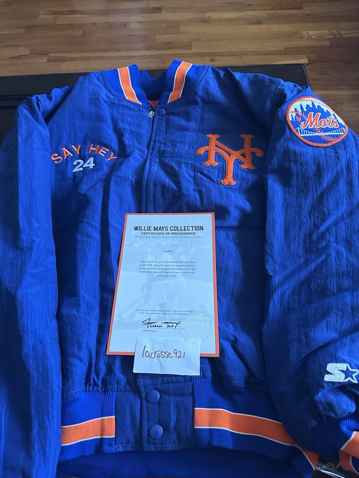 Willie Mays Personally Owned Say Hey New York Mets Starter Jacket Mays LOA Willie Mays Personally Owned Say Hey New York Mets Starter Jacket Mays LOA