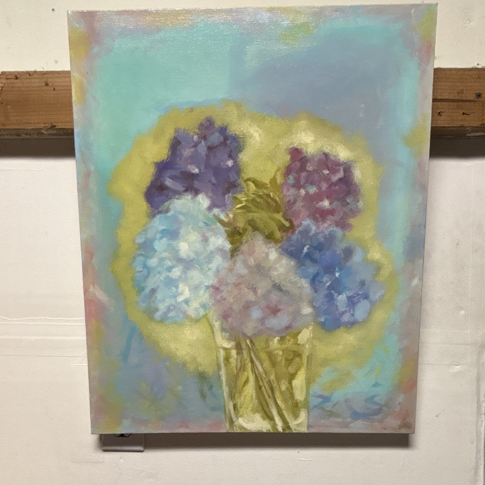 Joan Firestone 2008 Original Hydrangea Oil Painting Floral Canvas Art 24\