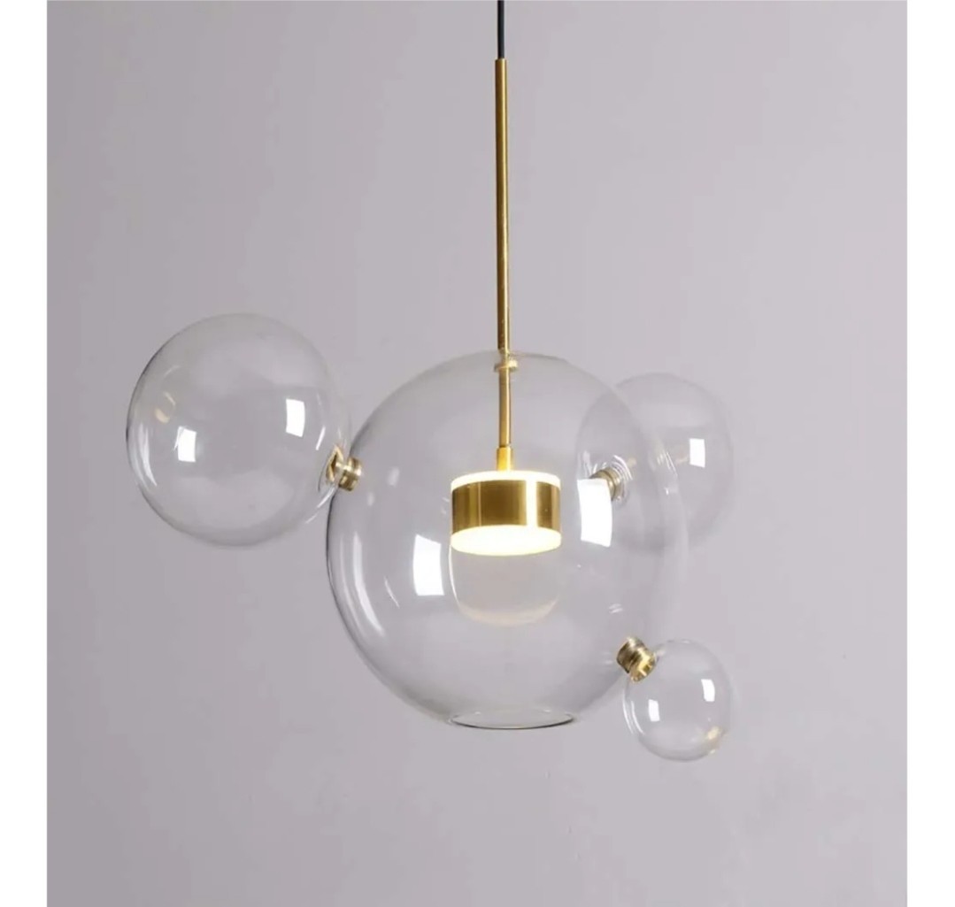 EDISLIVE 21.65“ Modern LED Globe Glass Pendant Chandeliers，Dimmable LED 4 Bubble