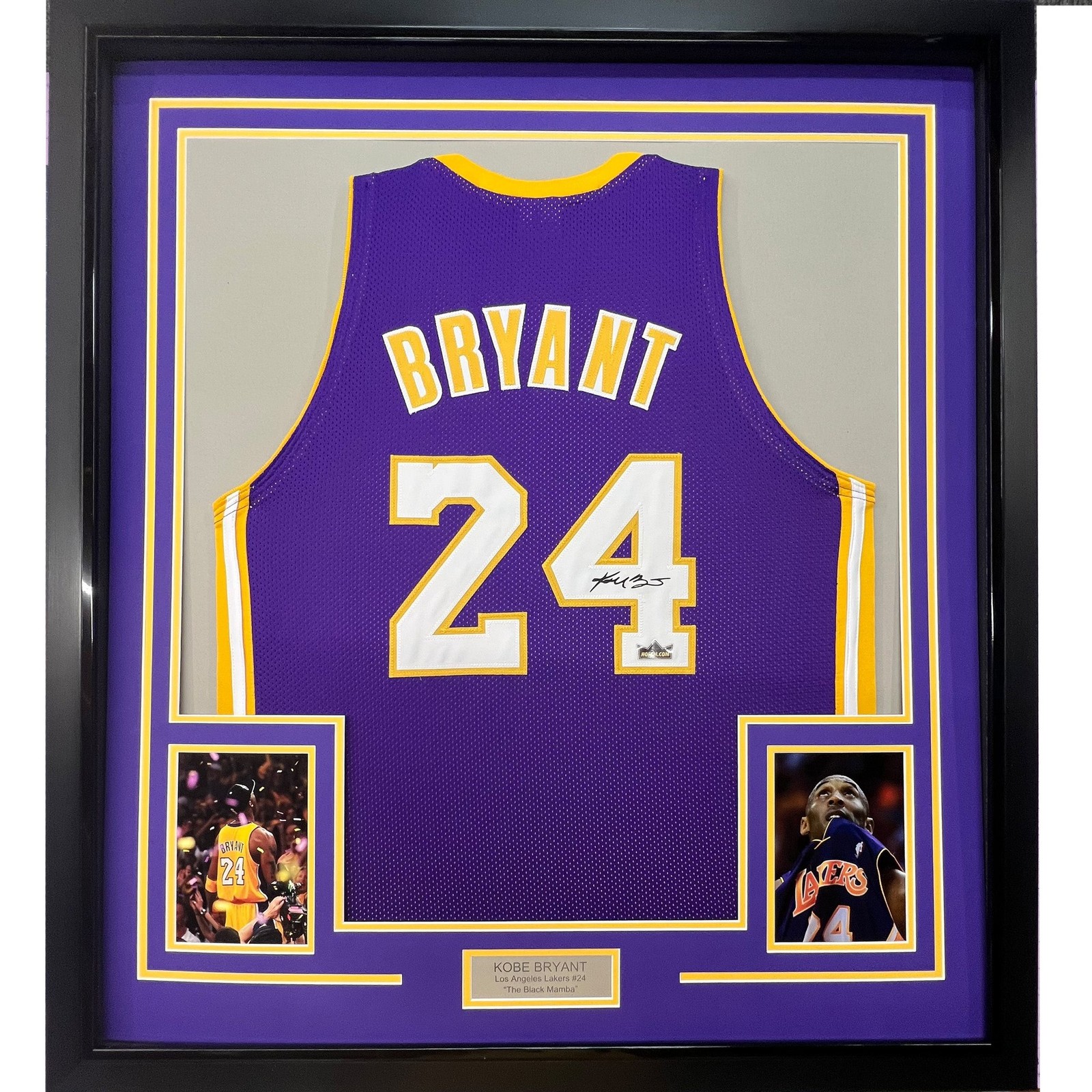 Framed Facsimile Autographed Kobe Bryant 35x39 Purple Jersey Framed Facsimile Autographed Kobe Bryant 35x39 Purple Jersey