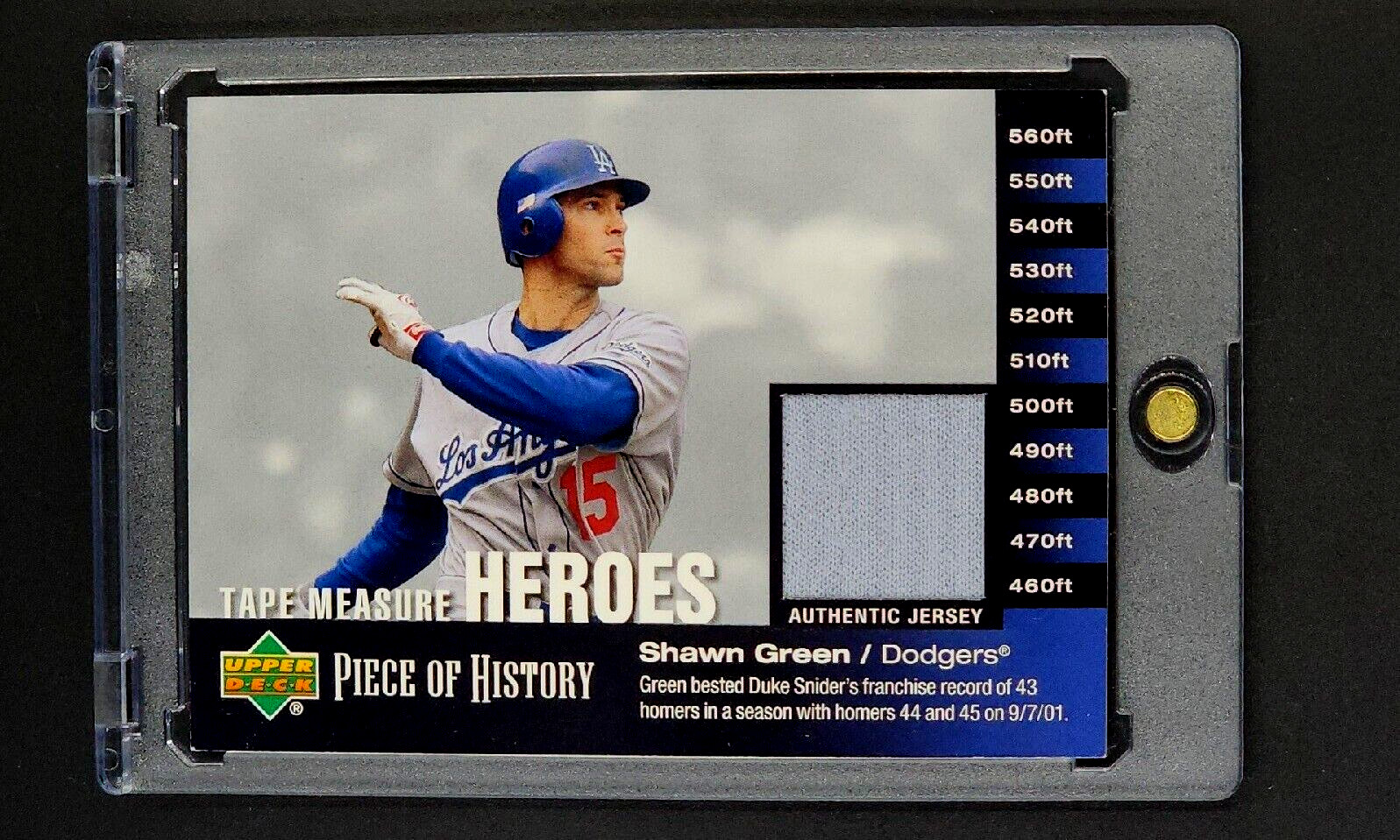 2002 UD Upper Deck Tape Measures Heroes GU Jersey TM-SGr Shawn Green Patch Relic