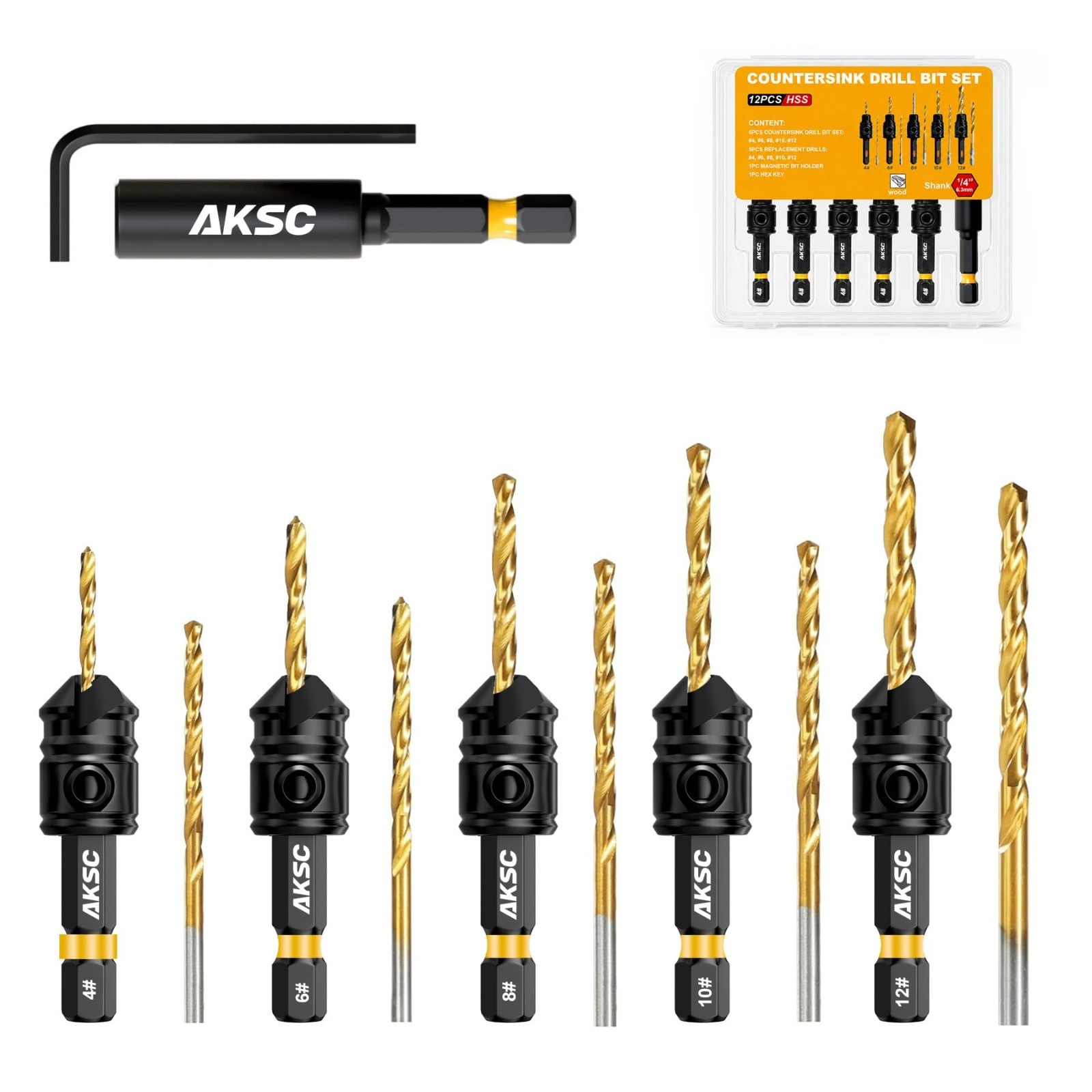 Countersink Drill Bit Set 12/122PCS M42 Cobalt HSS Wood Plug Cutter Hex Shank