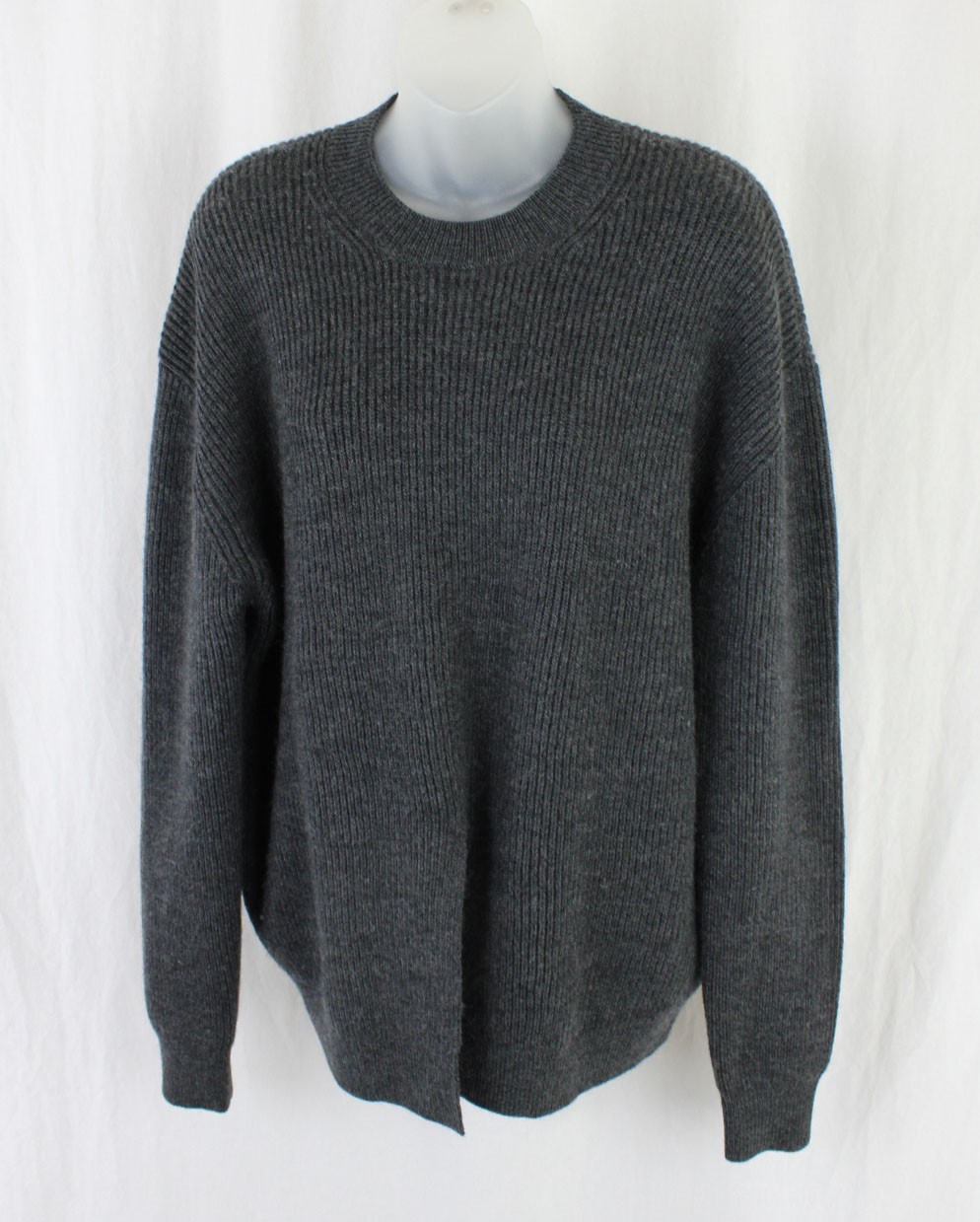 Frank & Eileen NWOT Women\'s Gray Wool Blend Split Front Crewneck Sweater M