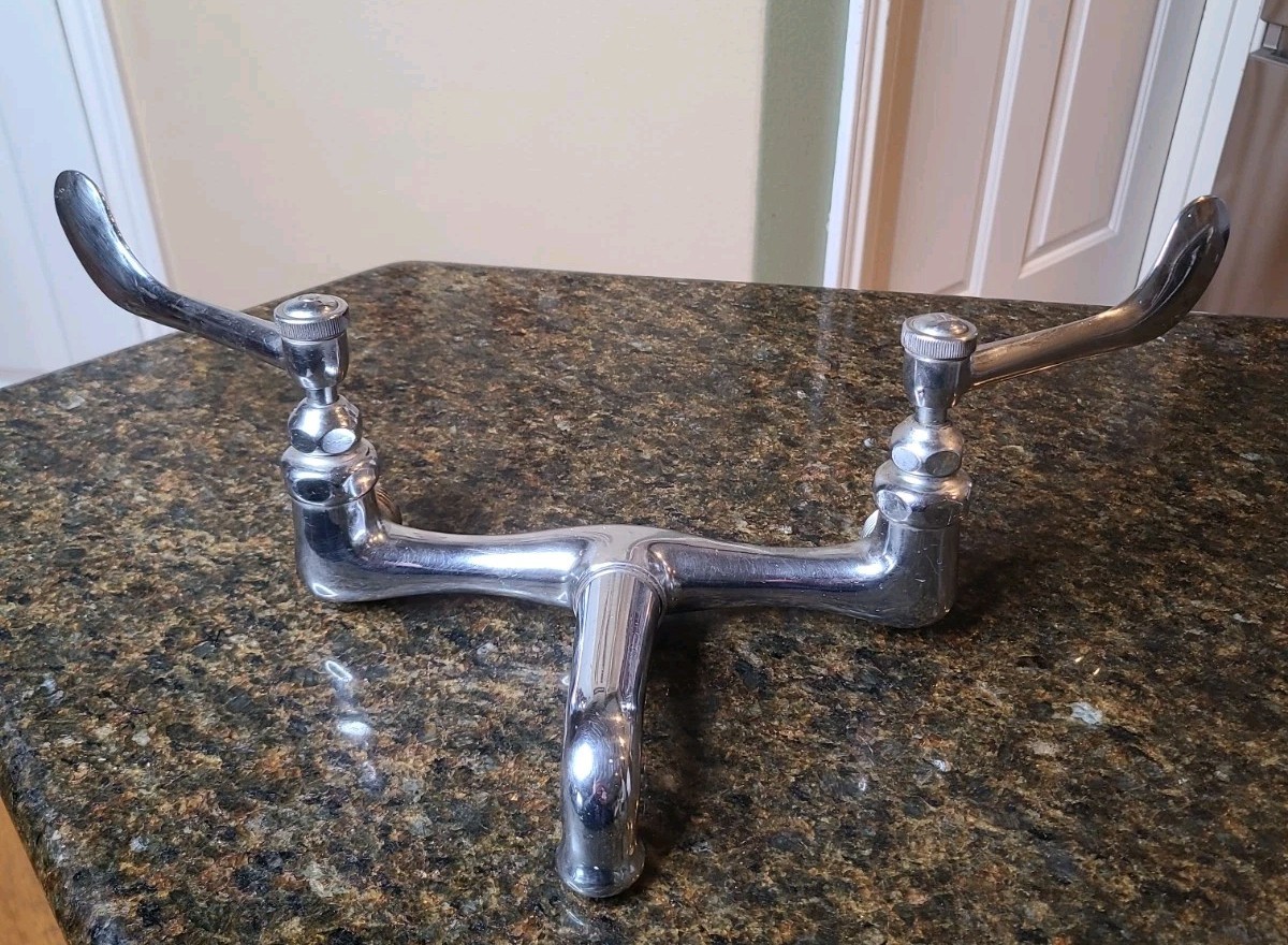 Vintage Mcm Crane Utility Faucet With Wrist-Blade Levers