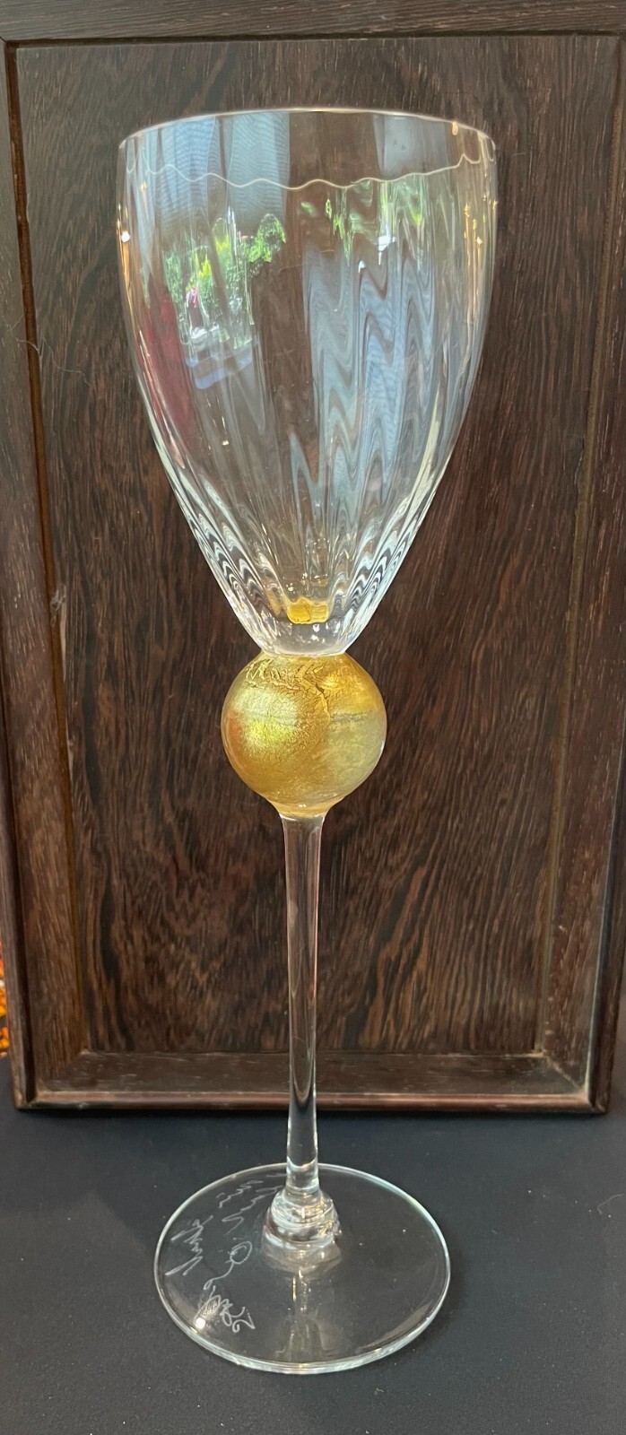 Set of 7 Union Street Glass Manhattan GOLD 10 3/8” Claret Wine Glasses Signed Set of 7 Union Street Glass Manhattan GOLD 10 3/8” Claret Wine Glasses Signed